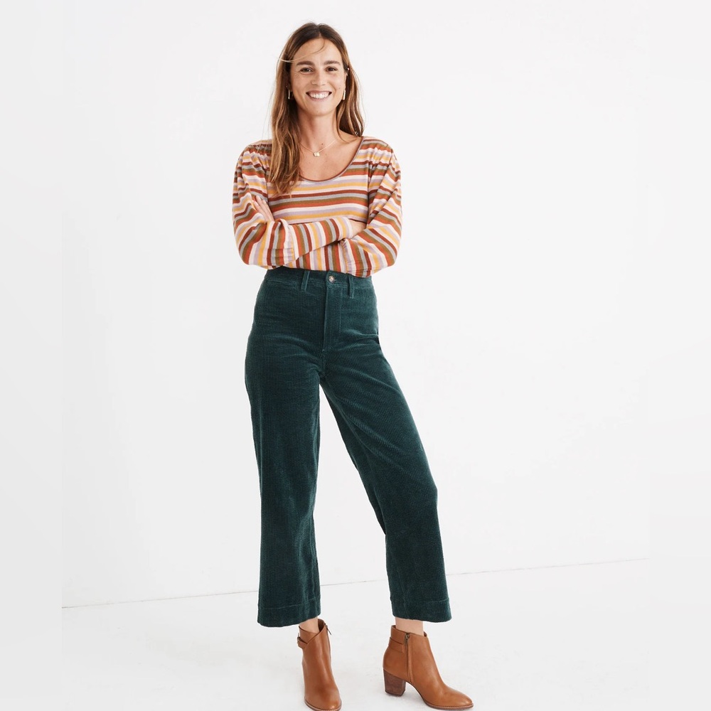 MADEWELL Slim Emmett Wide-Leg Crop Pants: Corduroy Edition